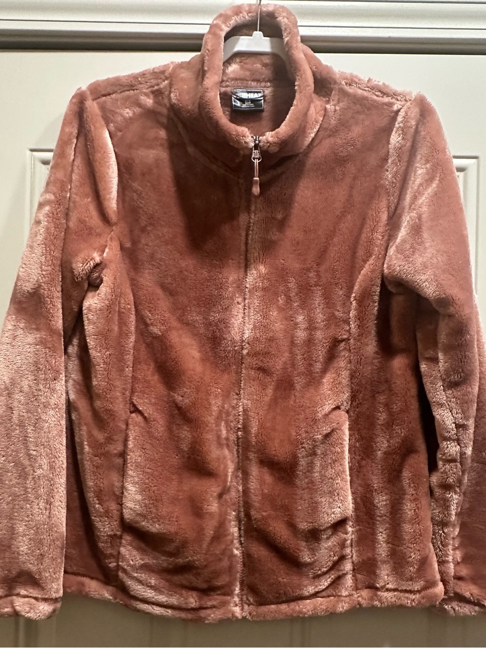 32 Degrees Heat Plush  Fuzzy Full-Zip Faux Fur Jacket in Rose